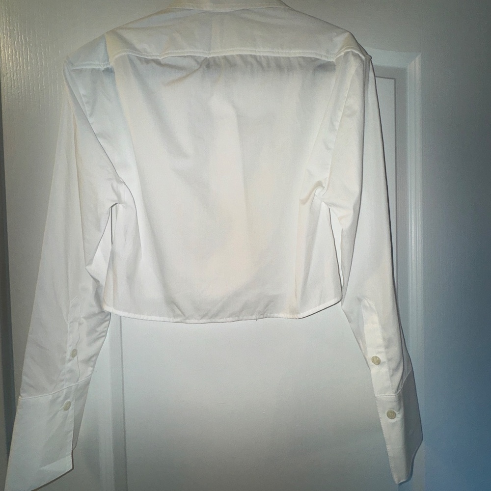 NWT ZARA Cropped Poplin Shirt White XS - Picture 3 of 3